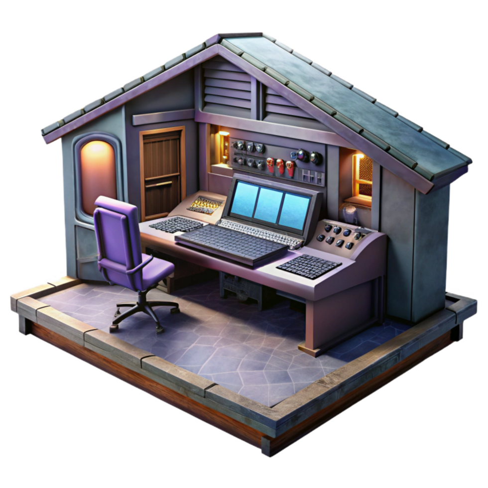 magnificent rustic Recording Studio Control Room Isolated original png