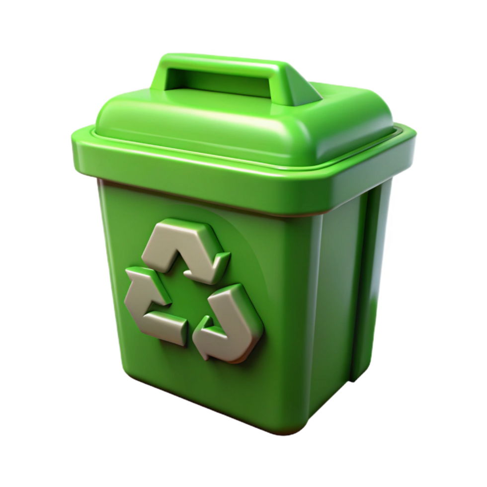 impressive modern Recycle Bin Green Color Isolated Transparent Background premium png