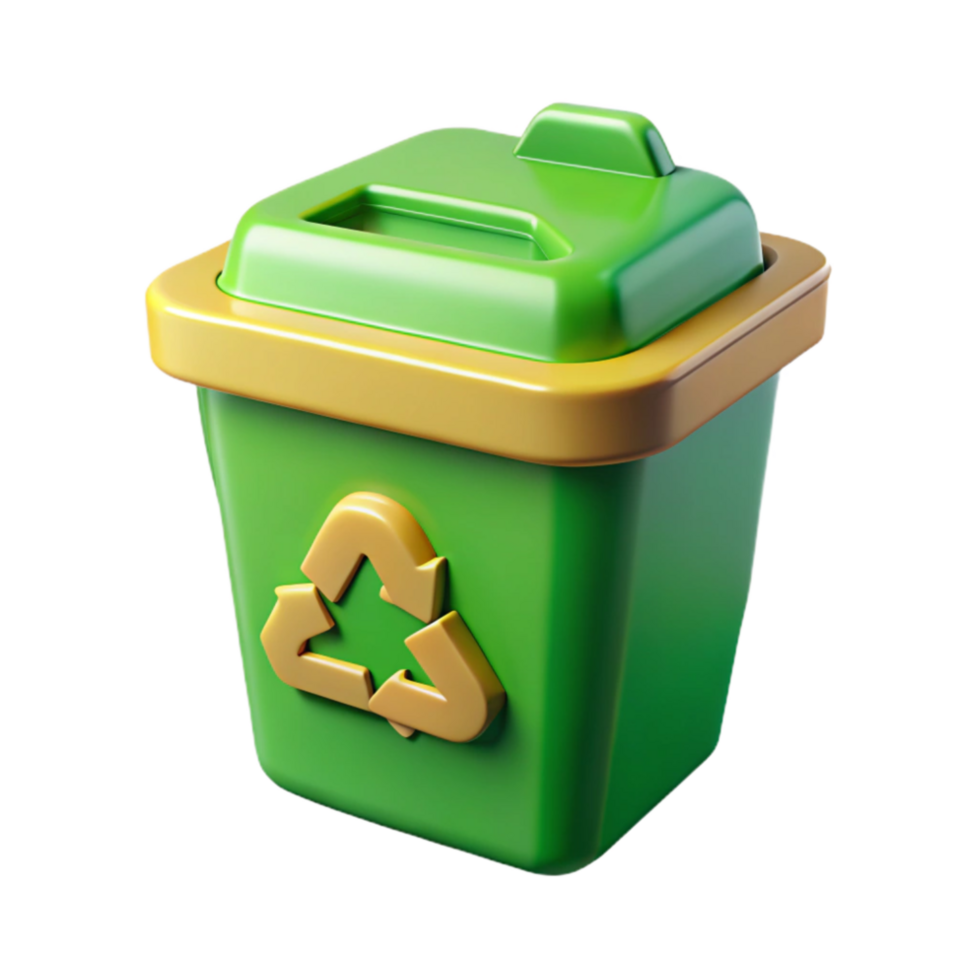 beautiful classic Recycle Bin Green Color Isolated Transparent Background high quality png