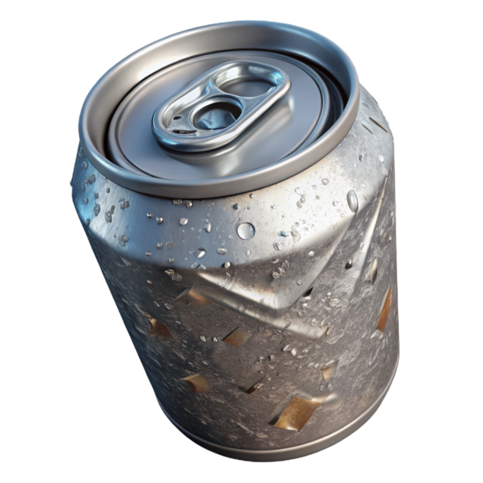 elegant contemporary Recycled Aluminum Can Crushed Transparent Background high quality png