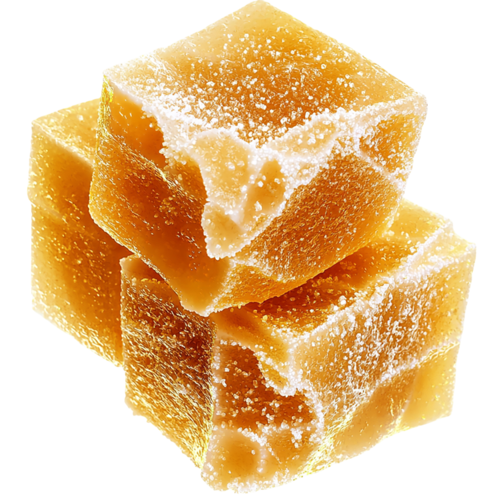Cubes of golden sugarcoated cy stacked together png