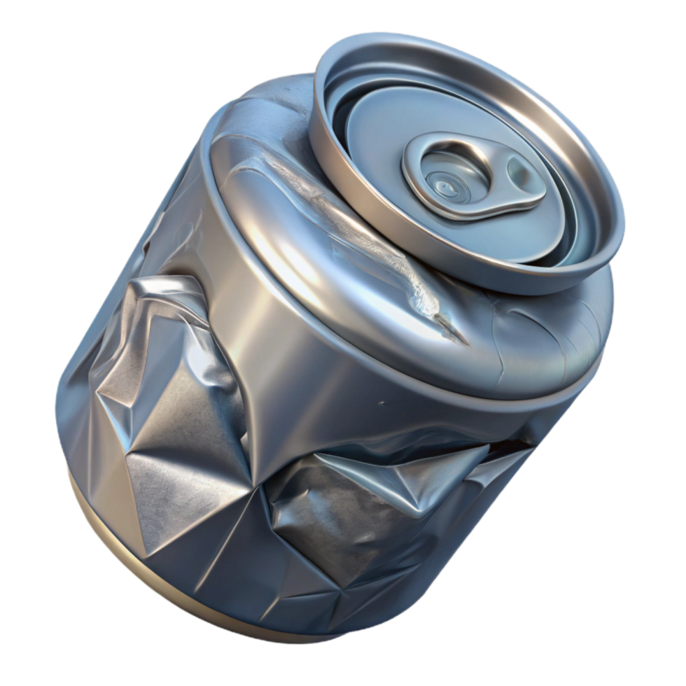 beautiful artistic Recycled Aluminum Can Crushed Transparent Background authentic png