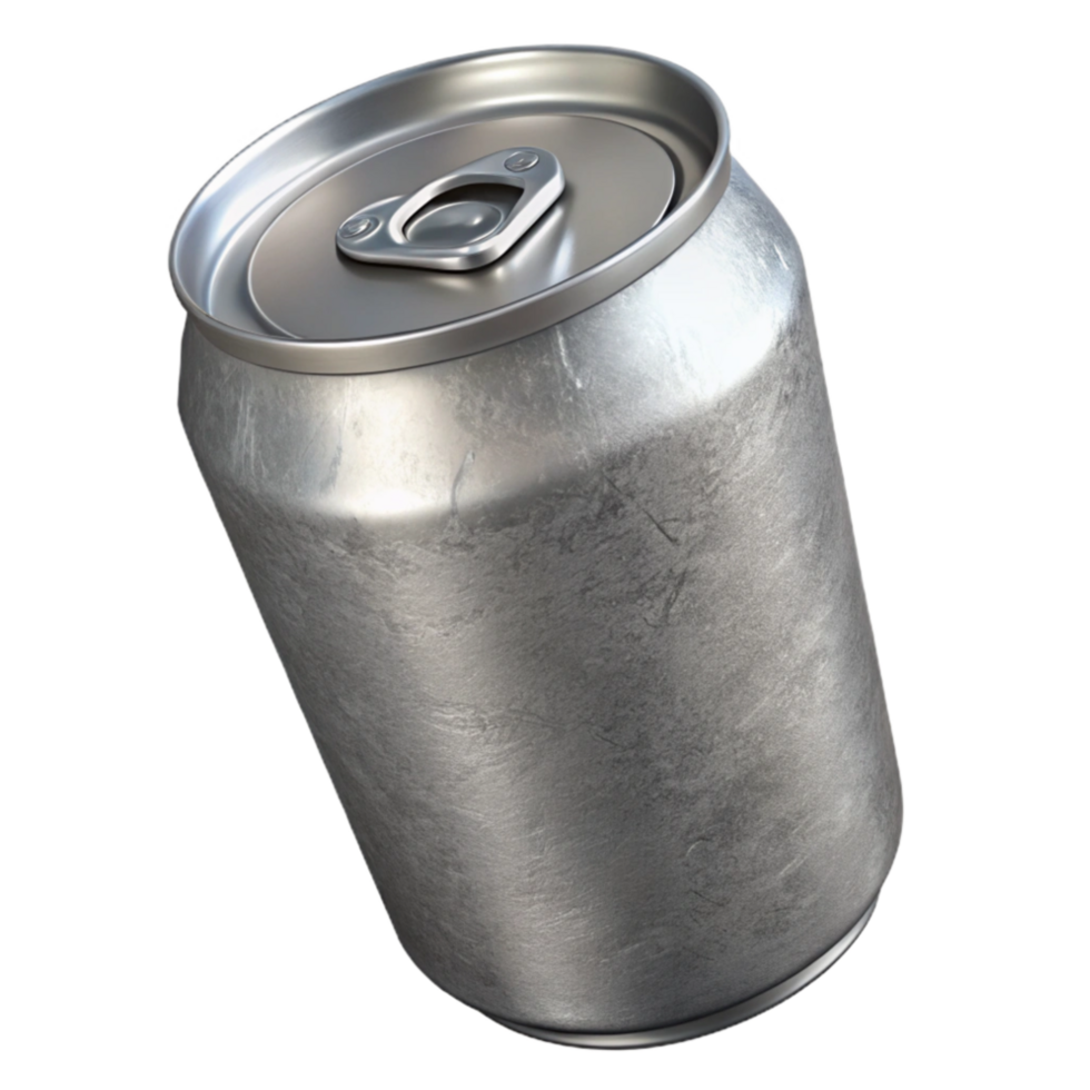 extraordinary artistic Recycled Aluminum Can with Silver Finish Isolated png