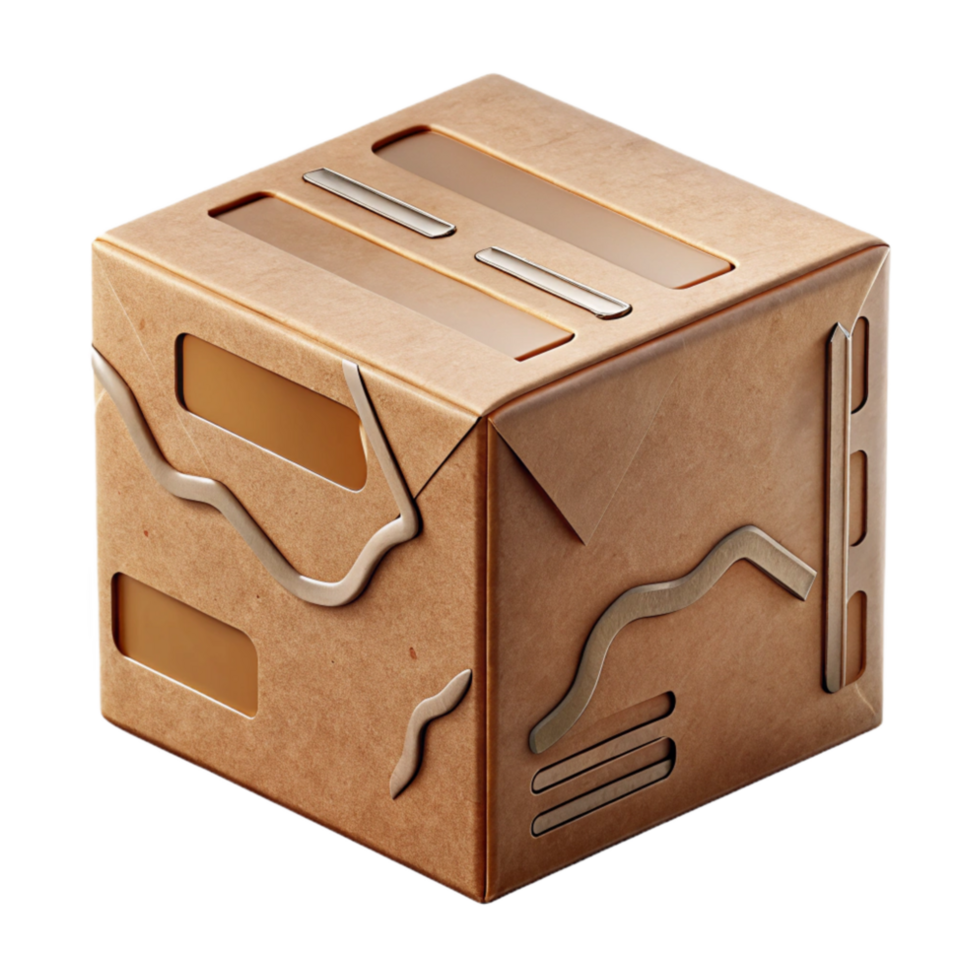 extraordinary traditional Recycled Cardboard Box with Tape Isolated Cutout detailed png