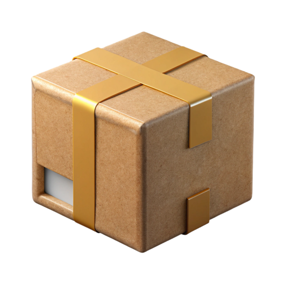 serene abstract Recycled Cardboard Box with Tape Isolated Cutout high resolution png