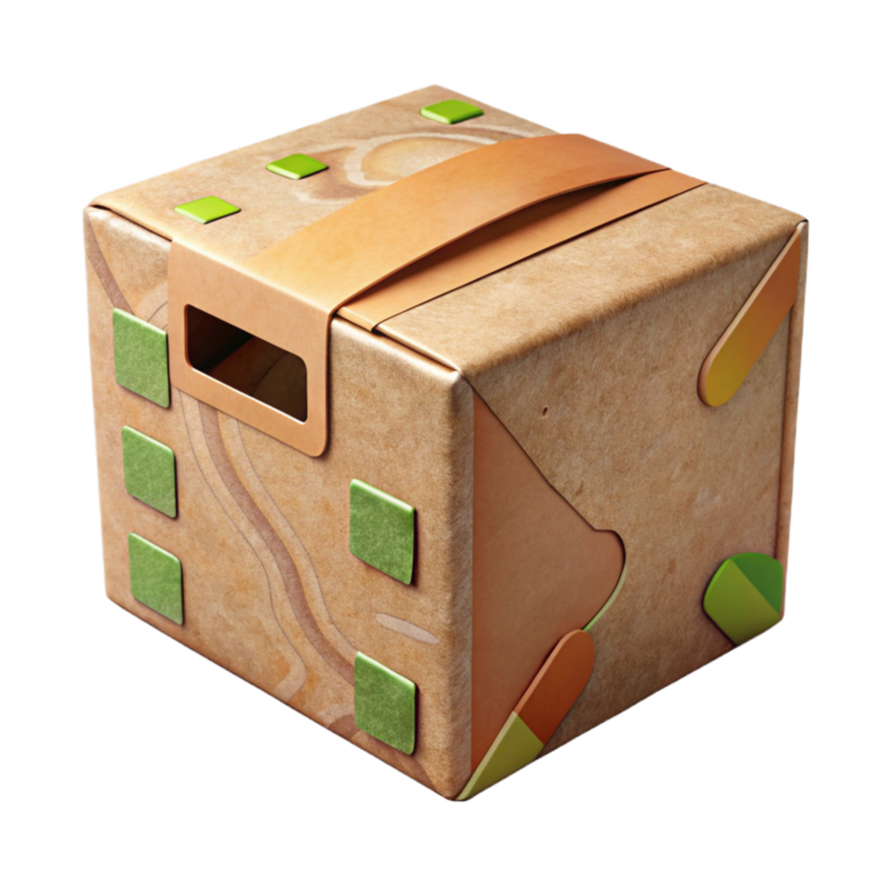 extraordinary creative Recycled Cardboard Box with Tape Isolated Cutout high quality png
