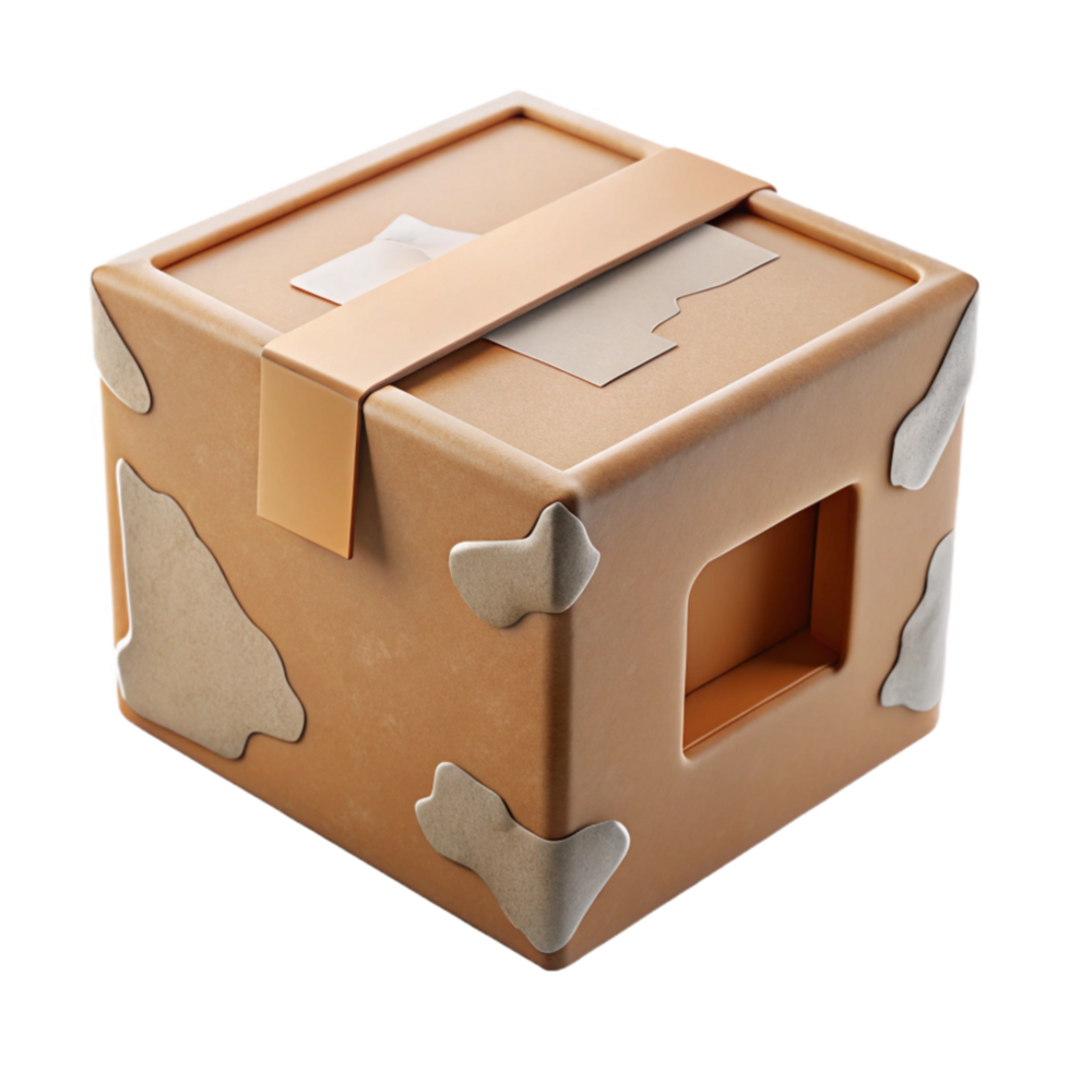 impressive classic Recycled Cardboard Box with Tape Isolated Cutout premium png