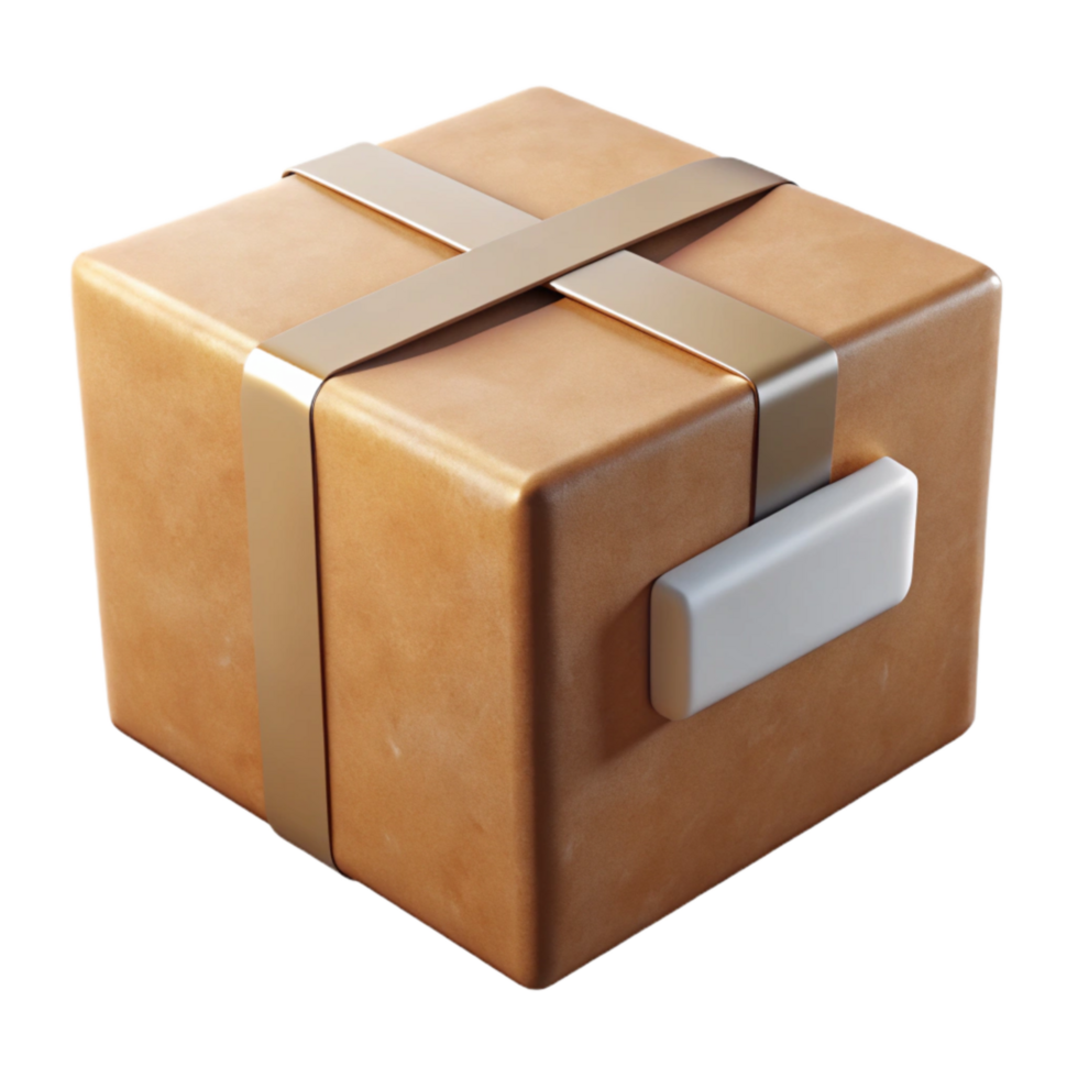extraordinary minimalist Recycled Cardboard Box with Tape Isolated Cutout original png
