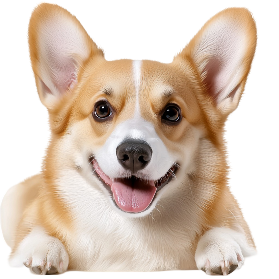 Cheerful Corgi dog big ears an adorable happy face png