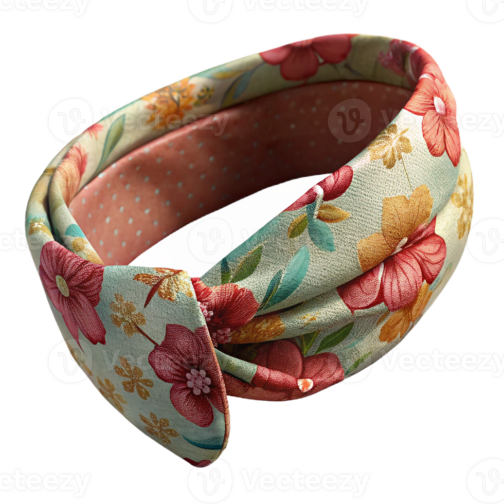 serene creative Recycled Fabric Headband Floral Print Isolated Element authentic png