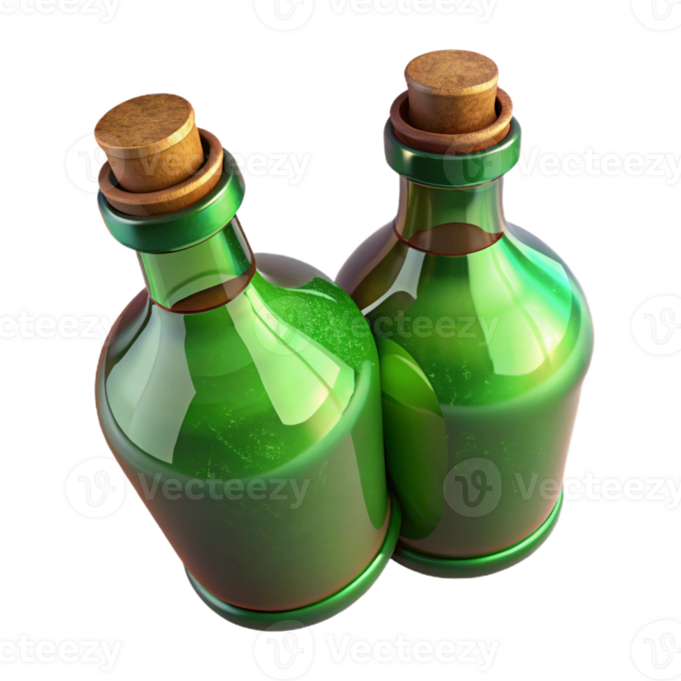 wonderful creative Recycled Glass Bottles Green and Brown Isolated authentic png