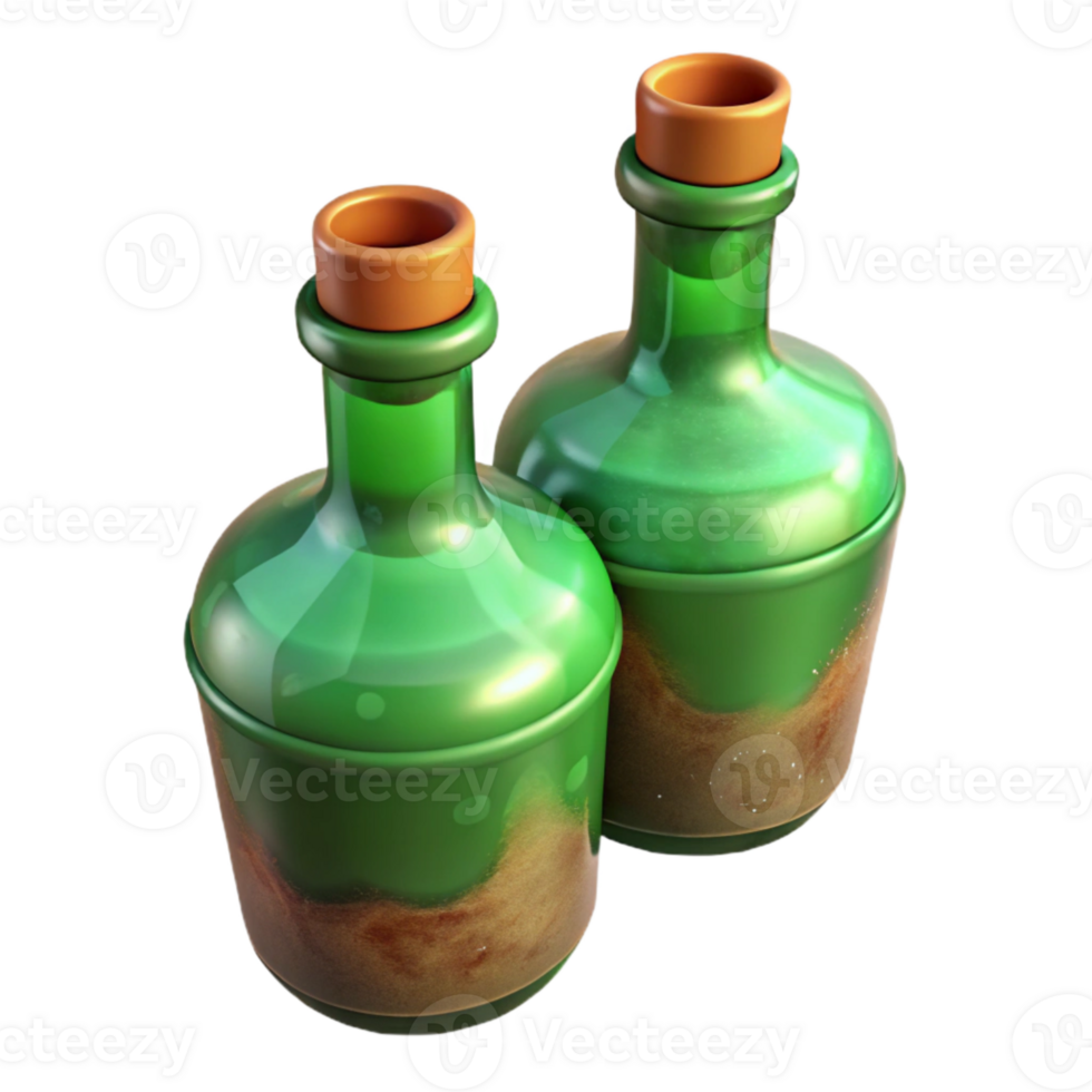 vibrant abstract Recycled Glass Bottles Green and Brown Isolated detailed png