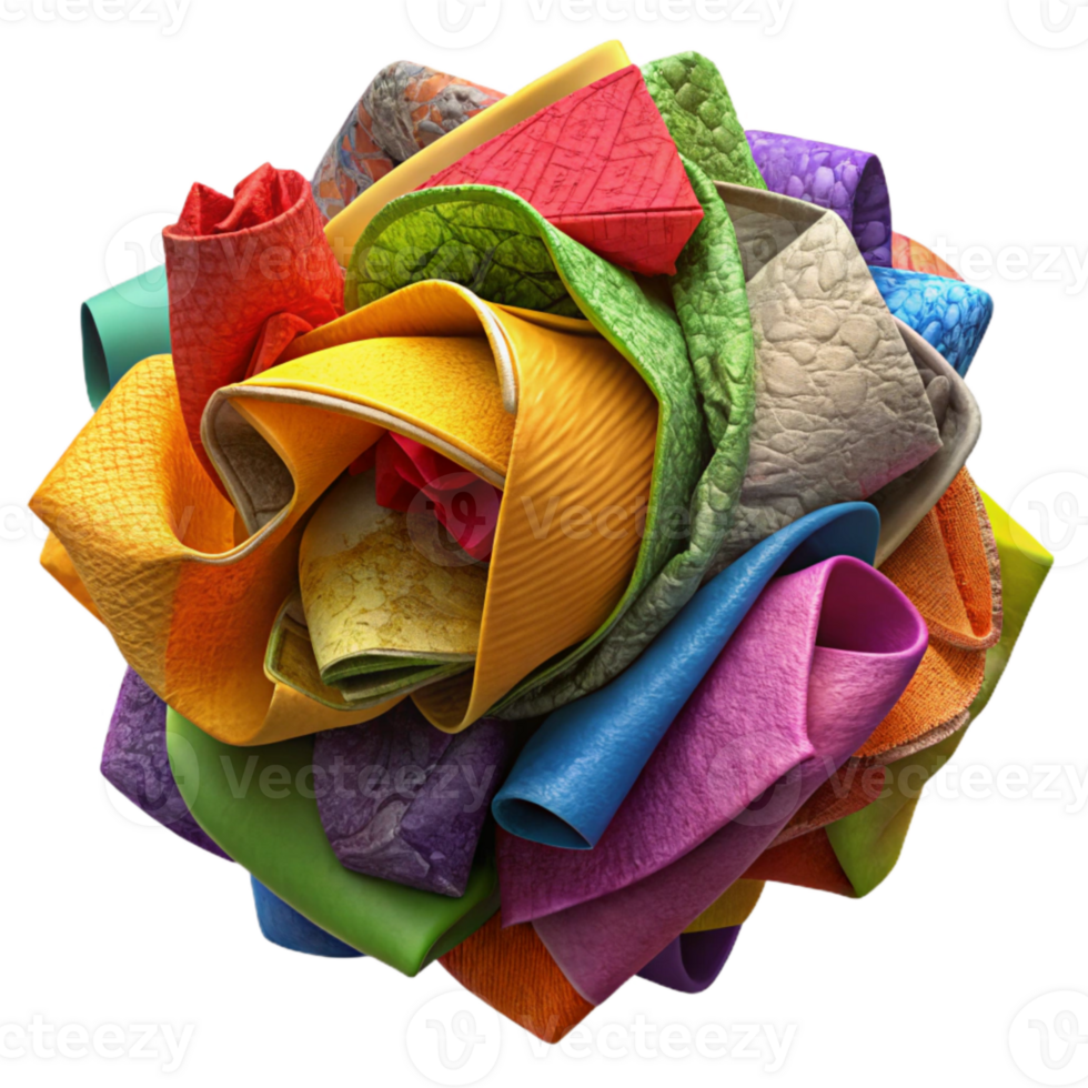 elegant rustic Recycled Fabric Scraps Colorful Isolated high quality png