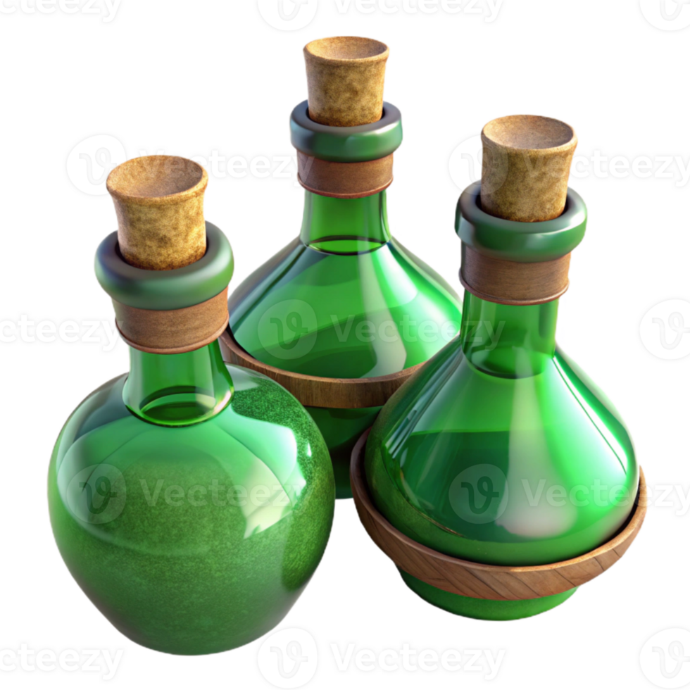 impressive rustic Recycled Glass Bottles Green and Brown Isolated high resolution png
