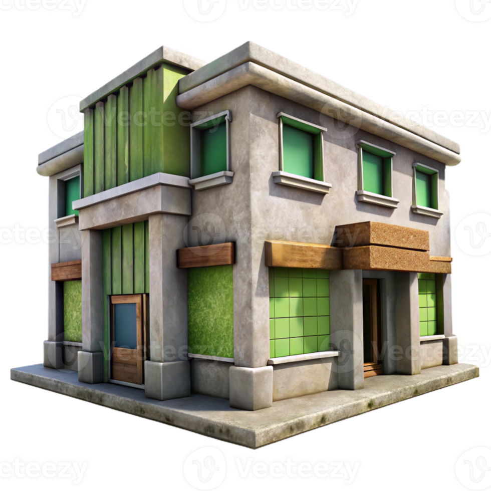 elegant contemporary Recycled Material Building Facade Isolated png