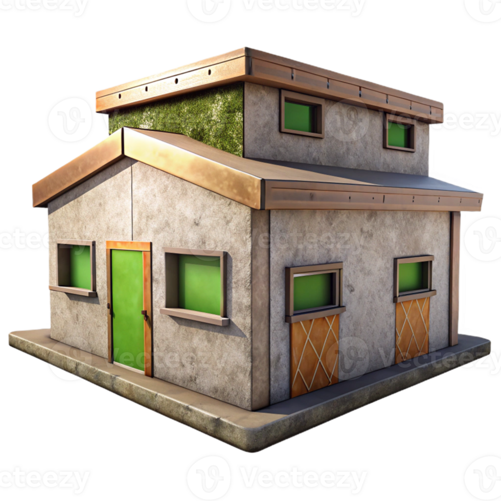magnificent contemporary Recycled Material Building Isolated with Textured Walls exclusive png