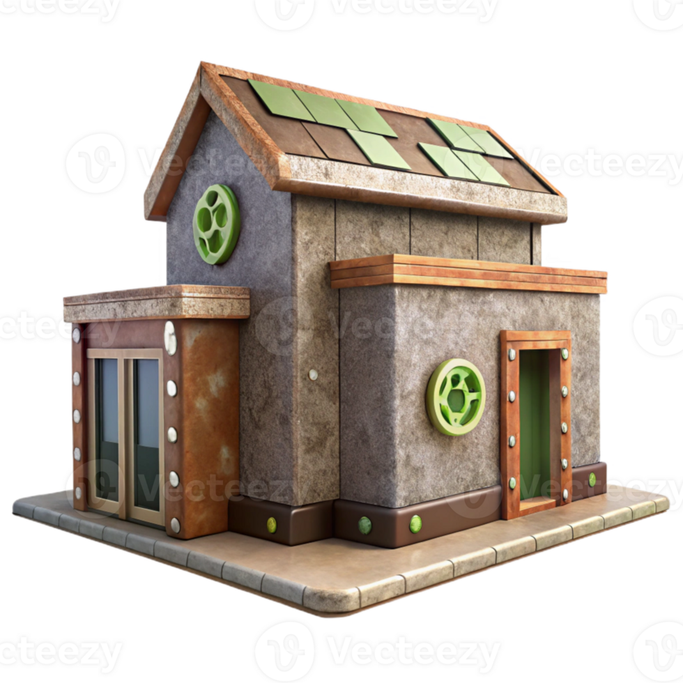stunning artistic Recycled Material Building Isolated with Textured Walls png