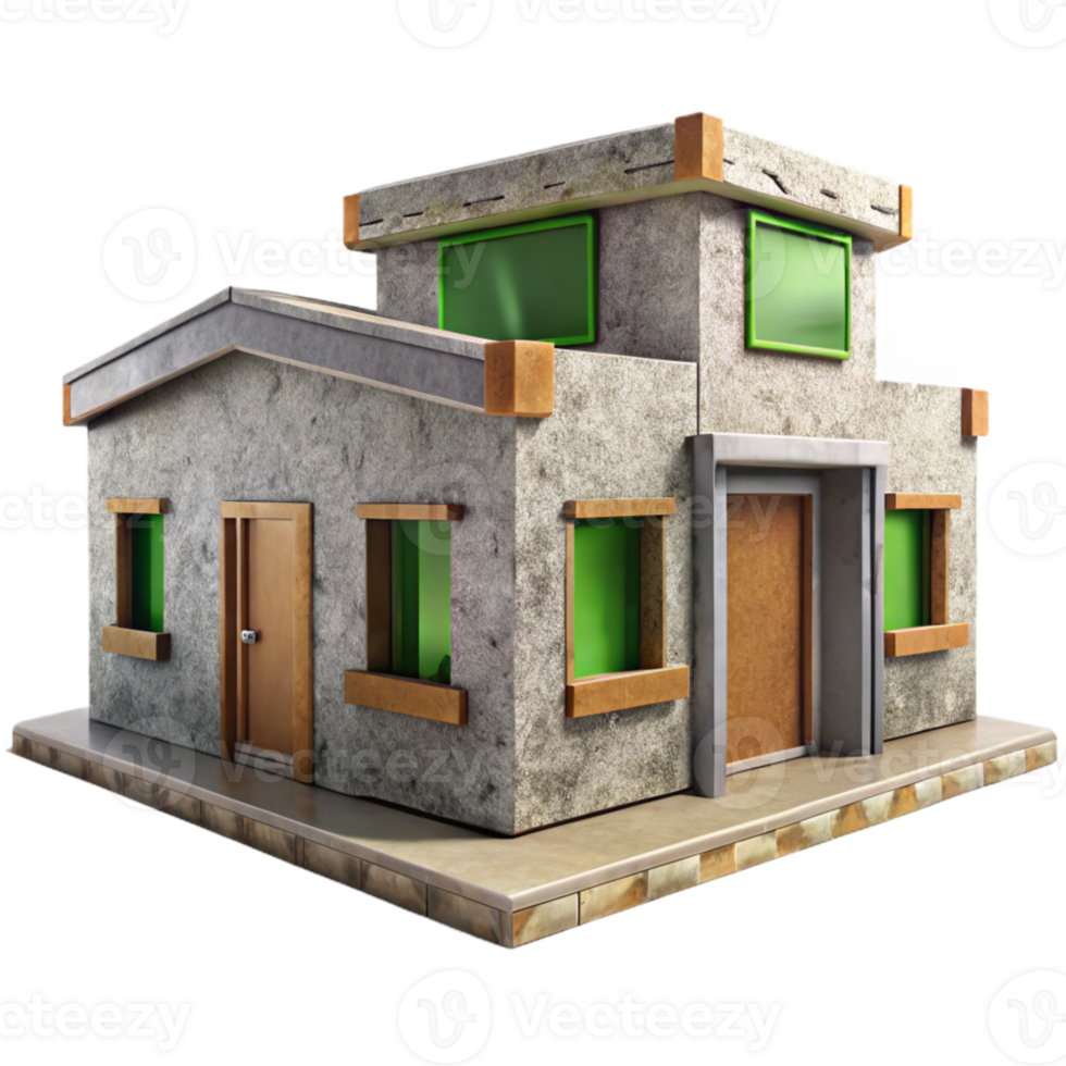 stunning creative Recycled Material Building Isolated with Textured Walls high resolution png
