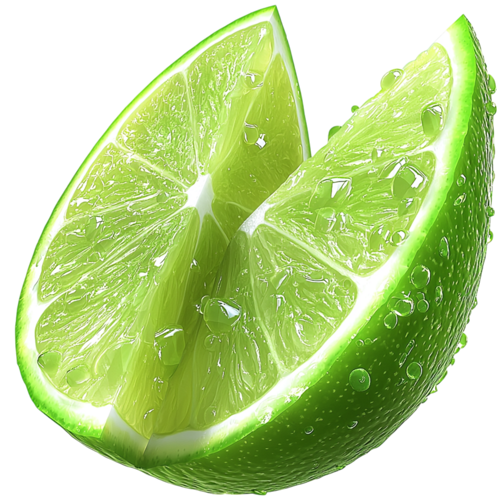 juicy lime cut in half water droplets on the surface png