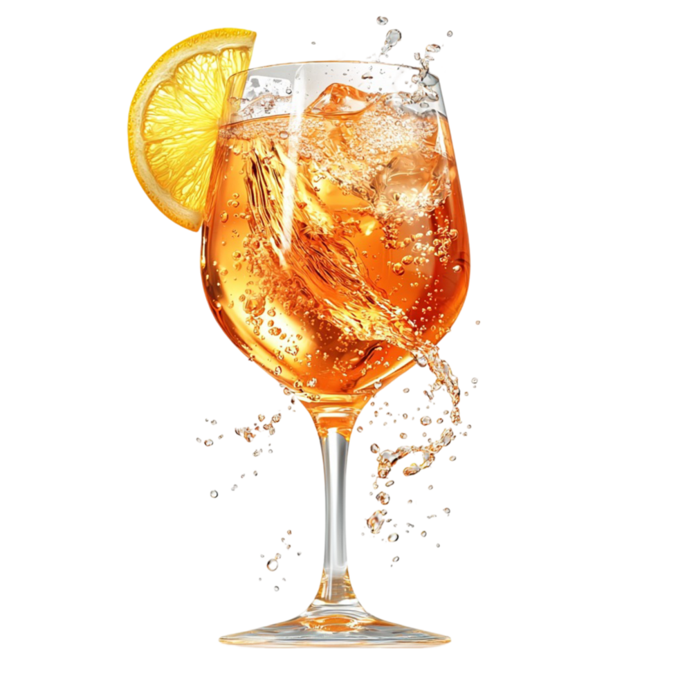 Sparkling orange cocktail ice a slice of citrus fruit png