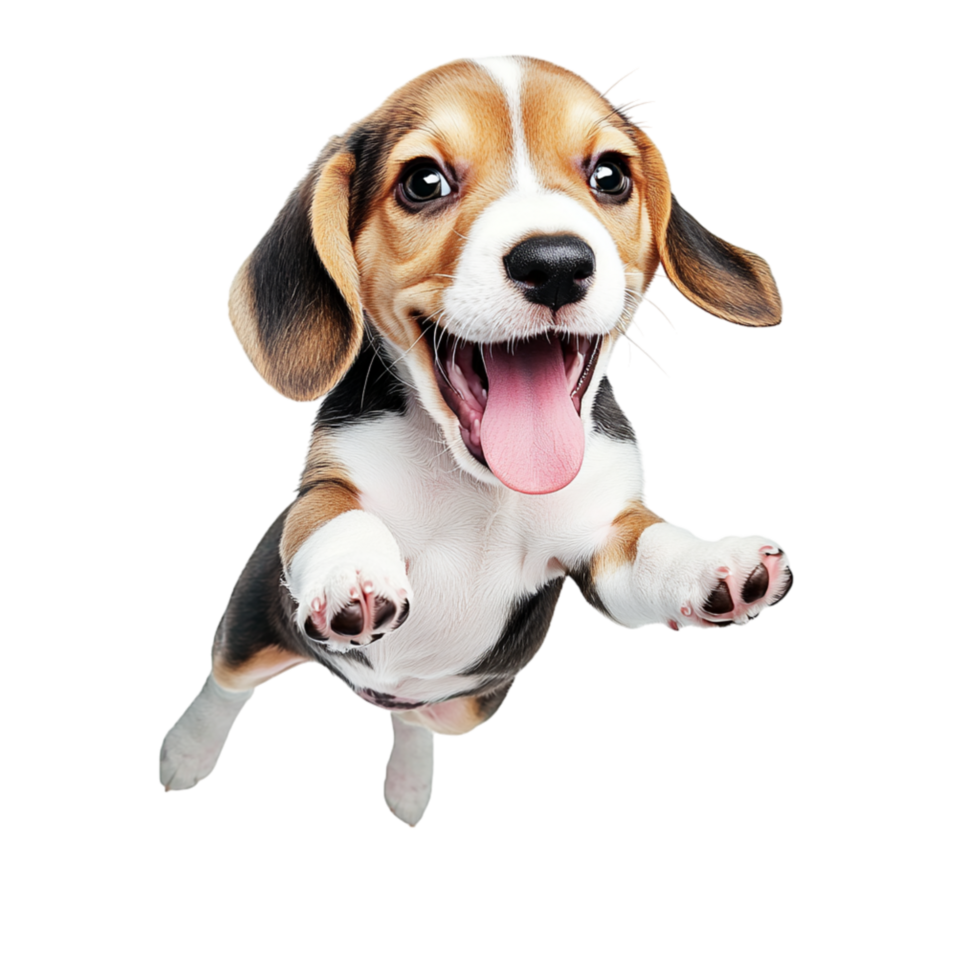 Happy beagle puppy jumping excitement joy png
