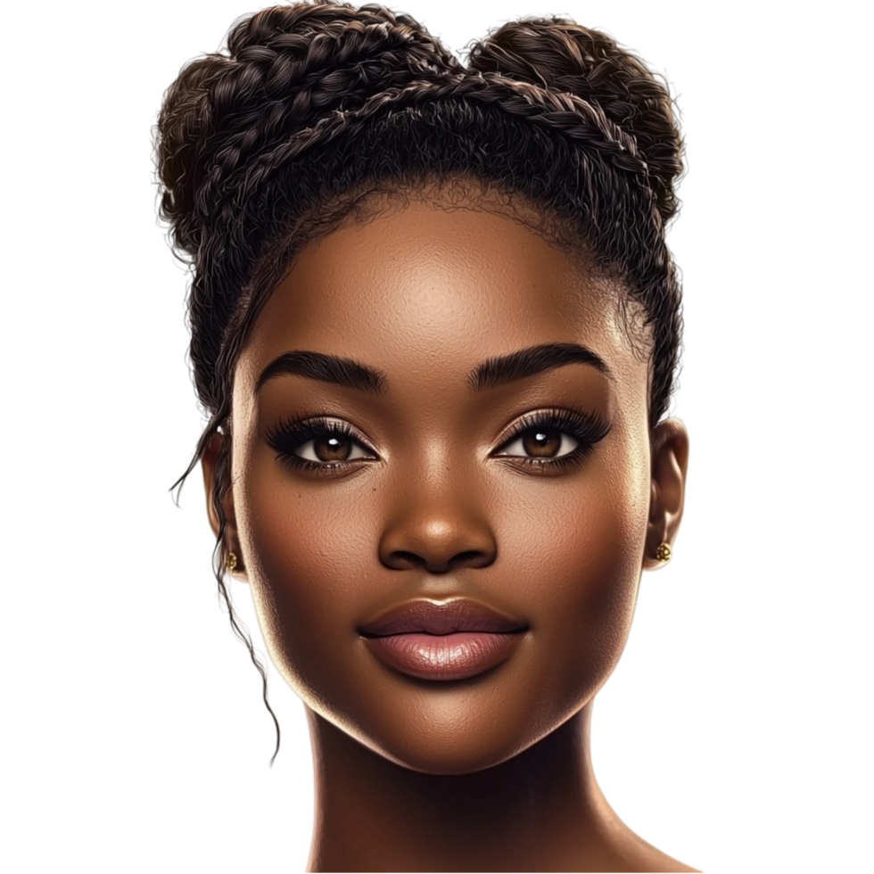Beautiful woman braided hair confident expression png