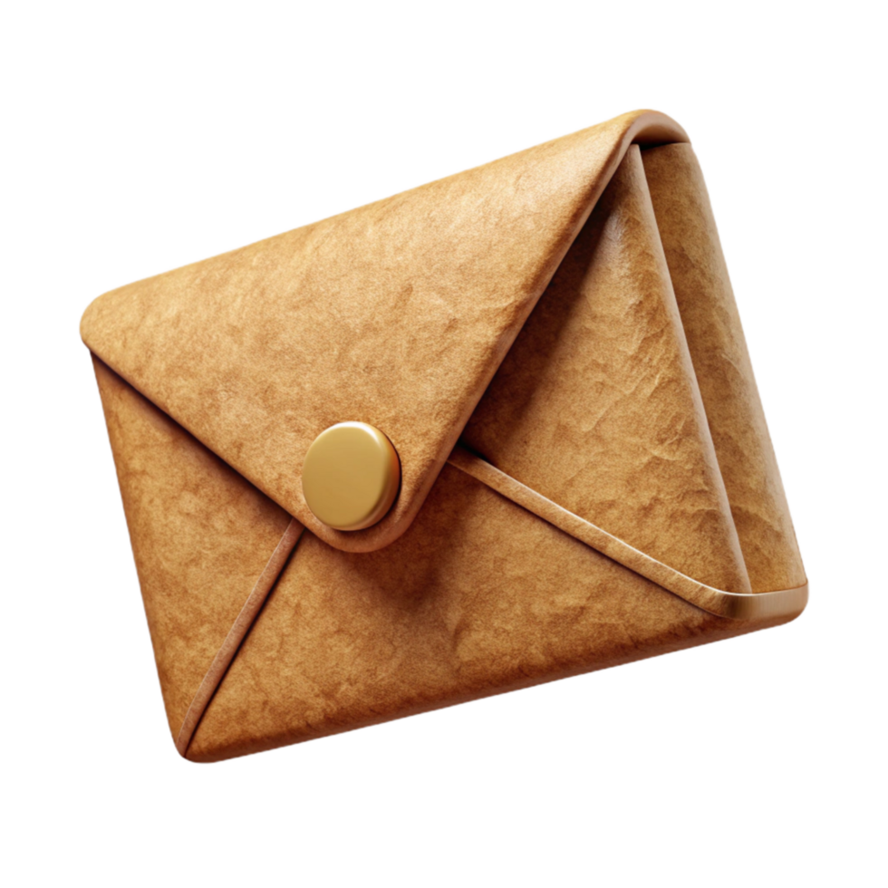 serene contemporary Recycled Paper Envelope Brown Kraft Texture Transparent Background professional png