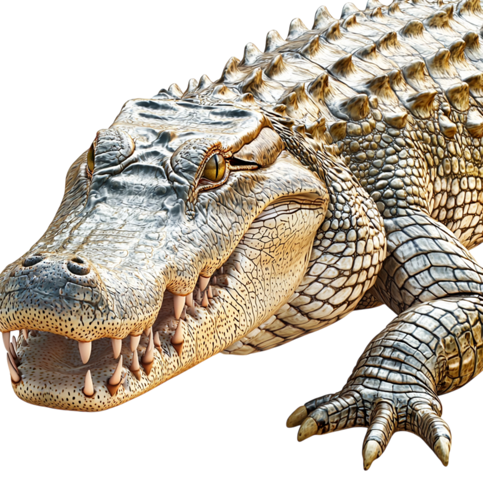 Powerful alligator rough scaly skin sharp teeth png