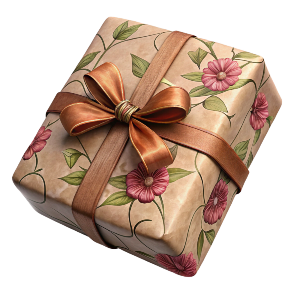 beautiful abstract Recycled Paper Gift Wrap Floral Print Isolated premium png