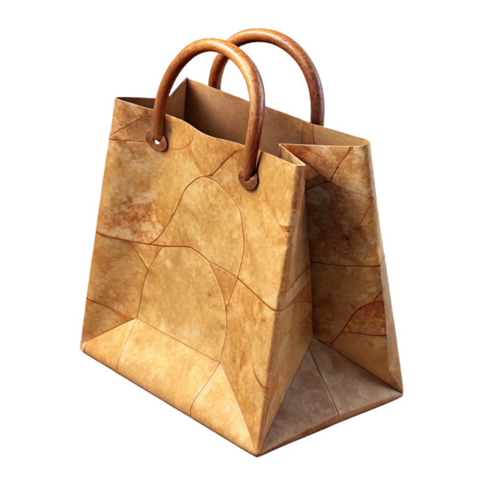 elegant minimalist Recycled Paper Shopping Bag Handles Transparent Background exclusive png