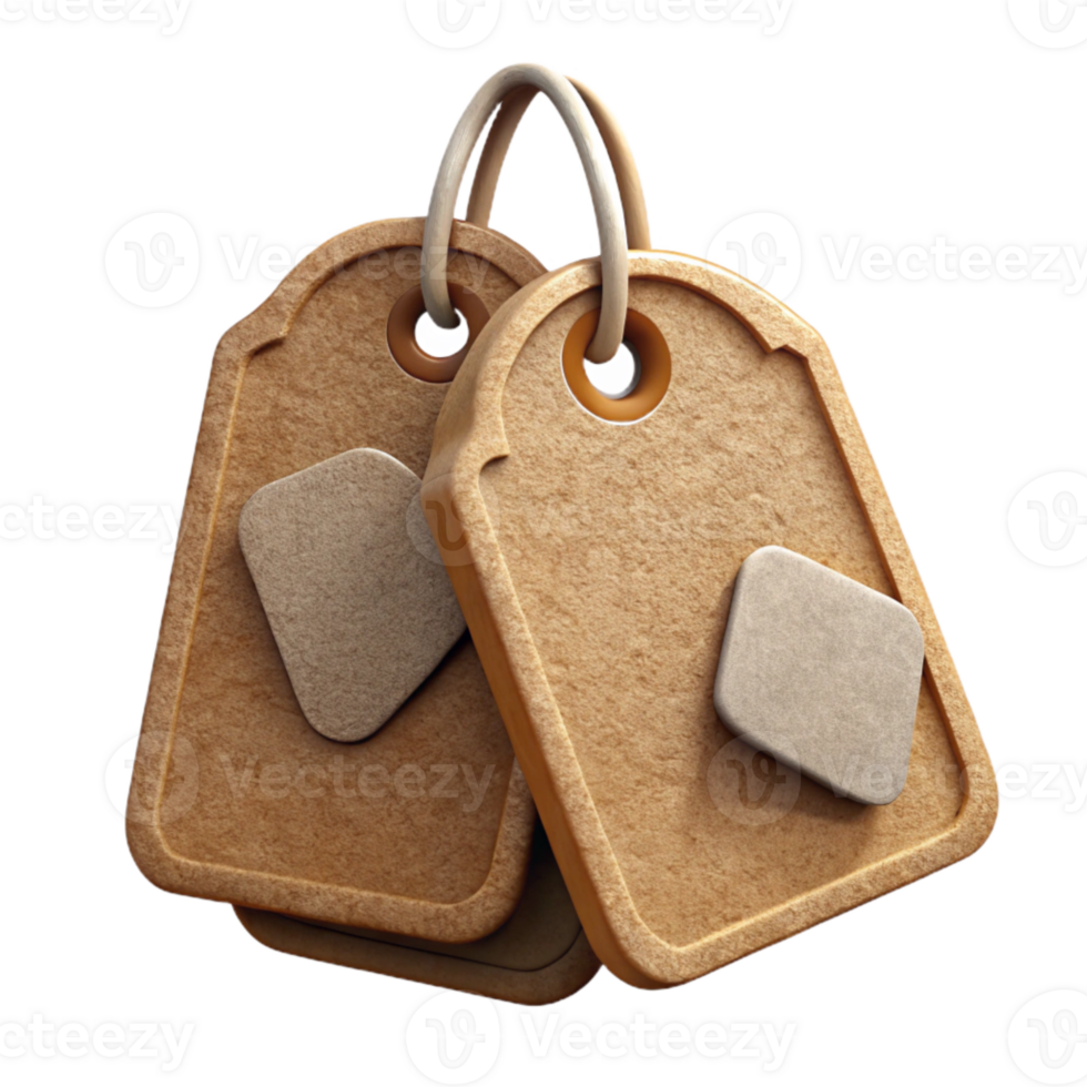 beautiful modern Recycled Paper Tags Set Isolated Cutout original png