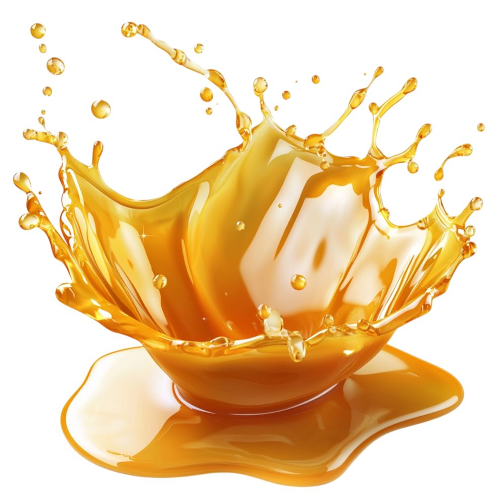 Golden honey splashing in anistic motion png