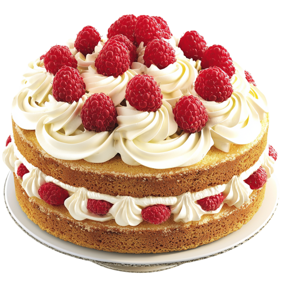 raspberry cake topped whipped cream berries png