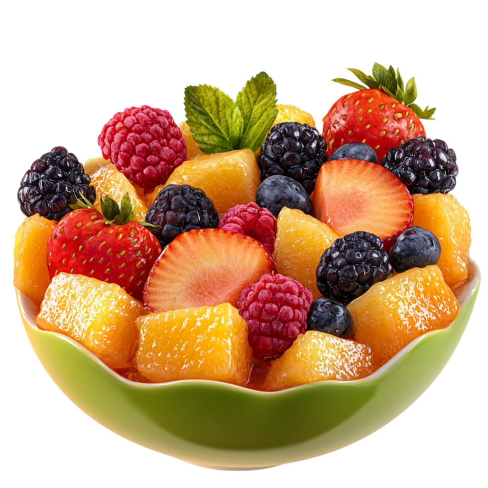 Colorful bowl of mixed berries tropical fruits png