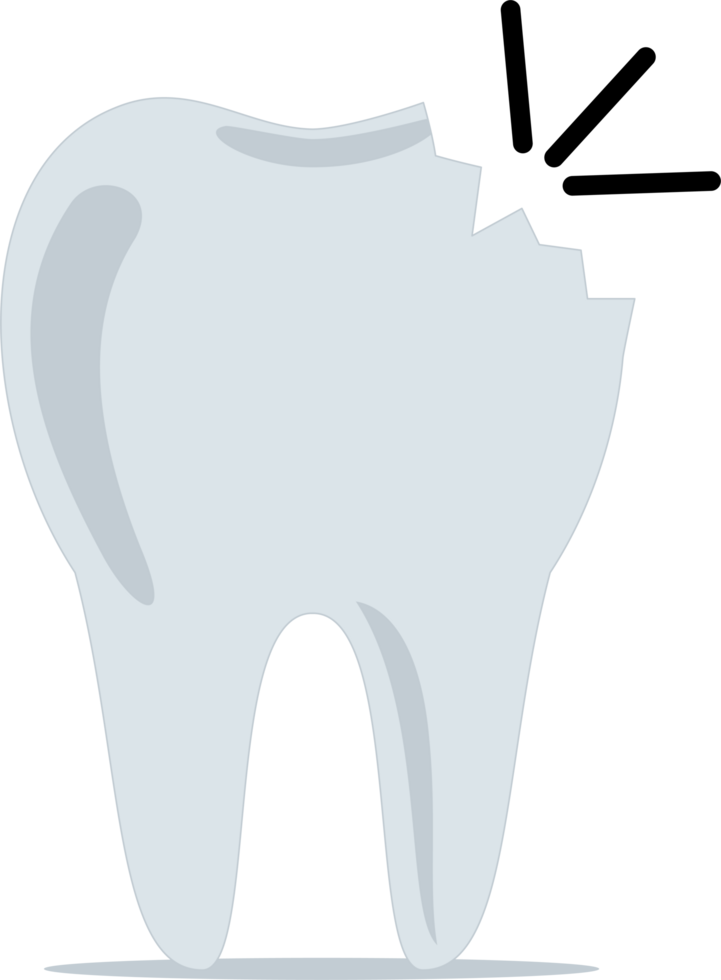 Cartoon of decayed and cavities teeth. flat design cartoon tooth decay illustration png
