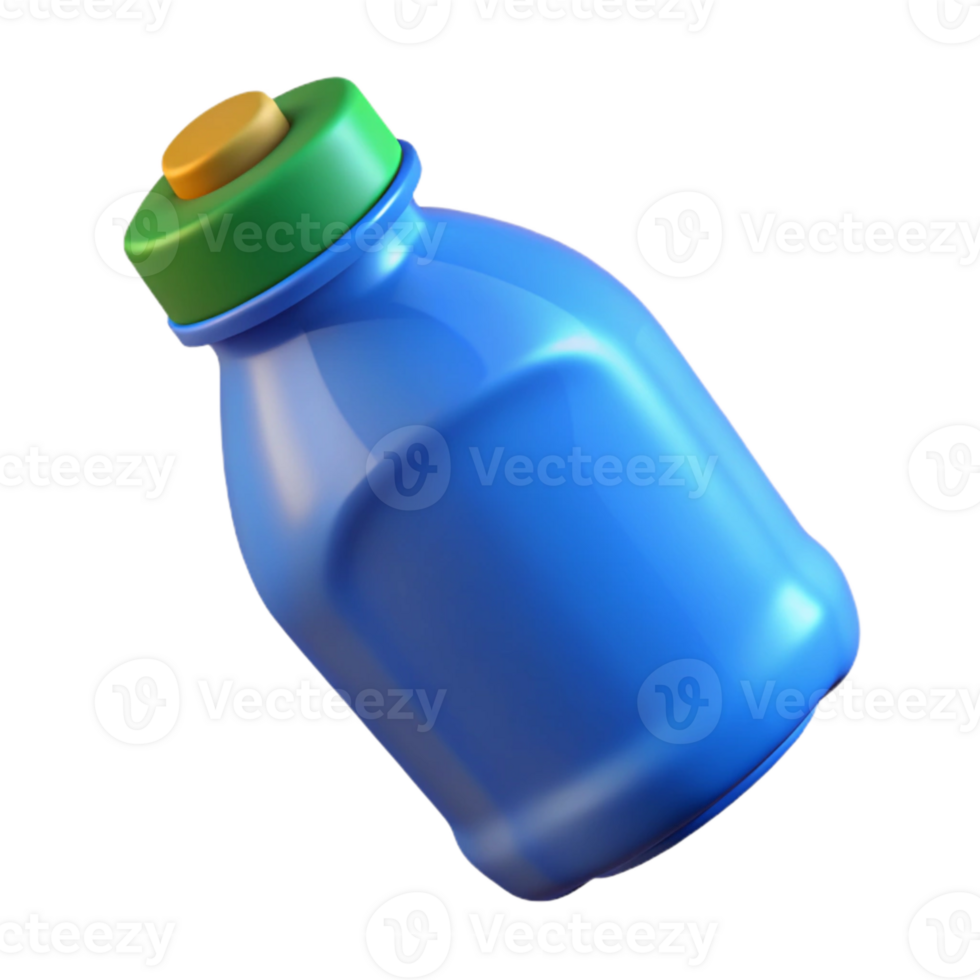 serene abstract Recycled Plastic Bottle with Blue Label Cutout original png