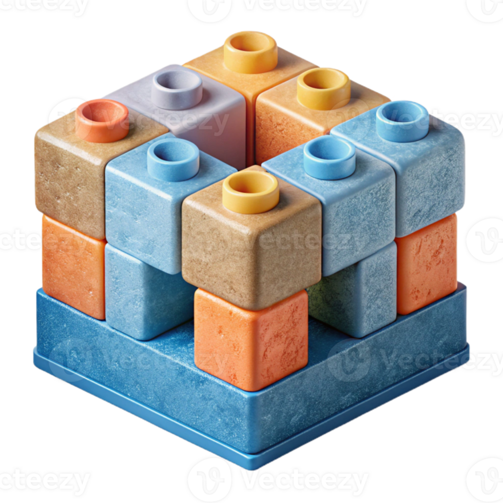 serene contemporary Recycled Plastic Building Blocks Cutout with Textured Surface detailed png
