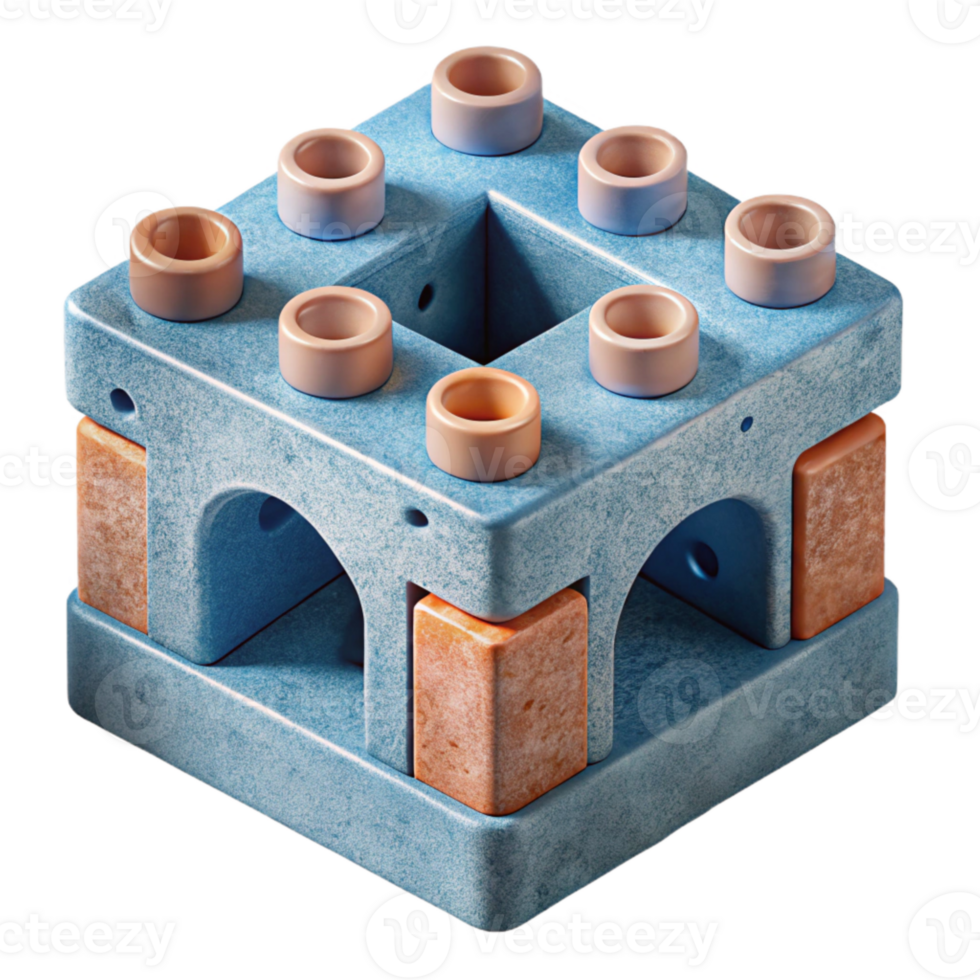 vibrant minimalist Recycled Plastic Building Blocks Cutout with Textured Surface authentic png