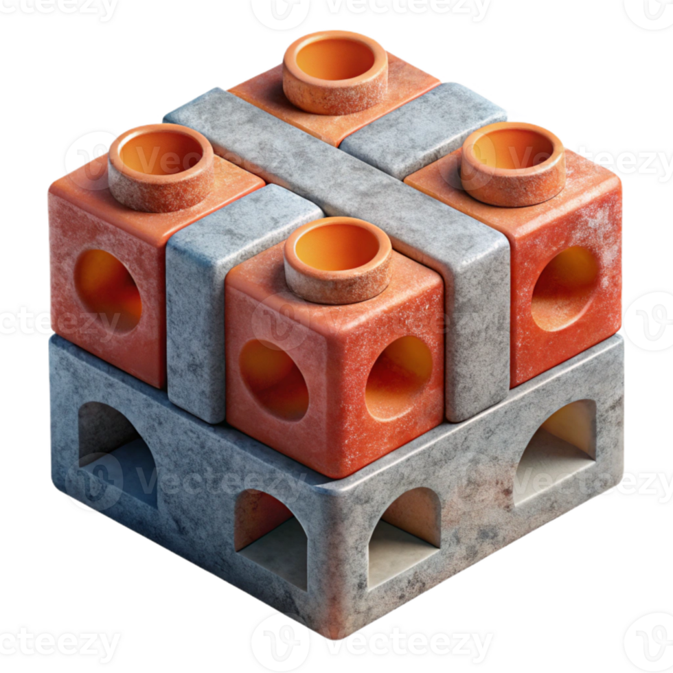 impressive creative Recycled Plastic Building Blocks Cutout with Textured Surface png