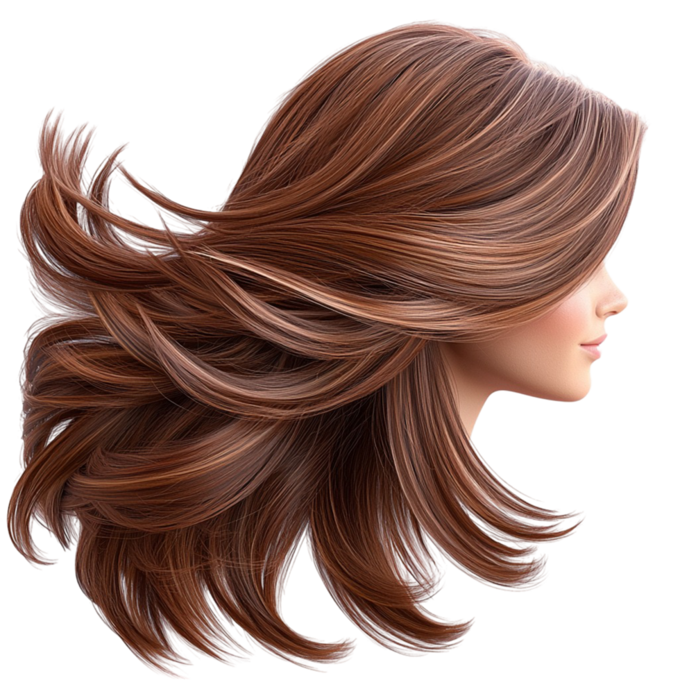 Wavy brown hair flowing silky texture png