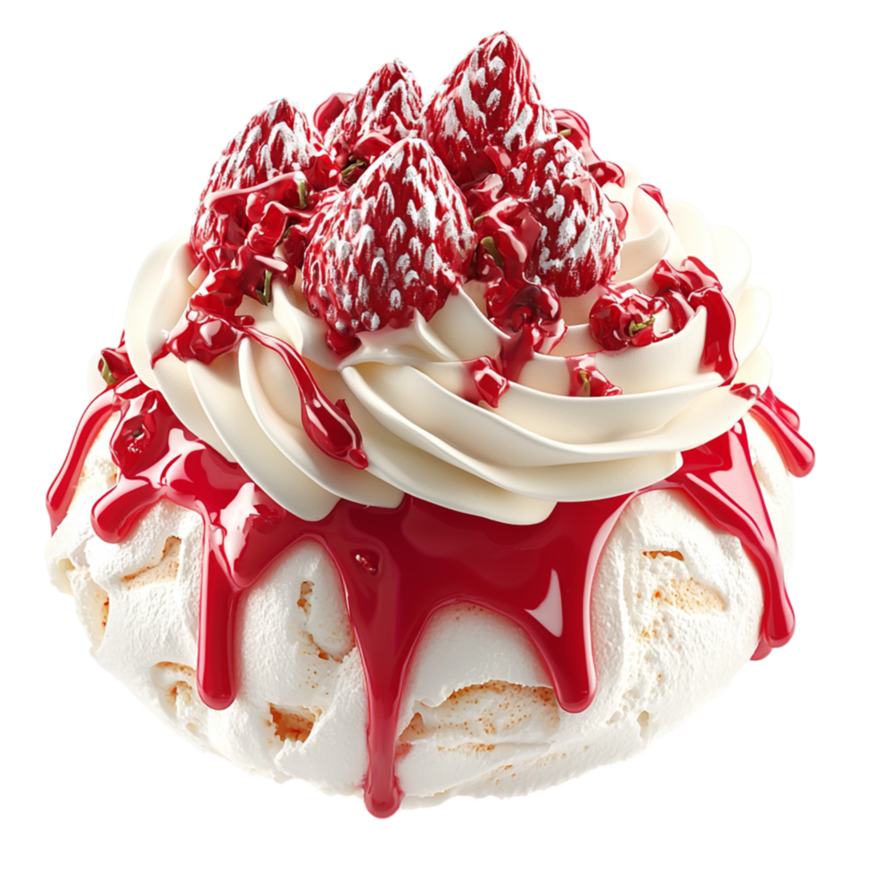 meringue dessert whipped cream raspberry topping png