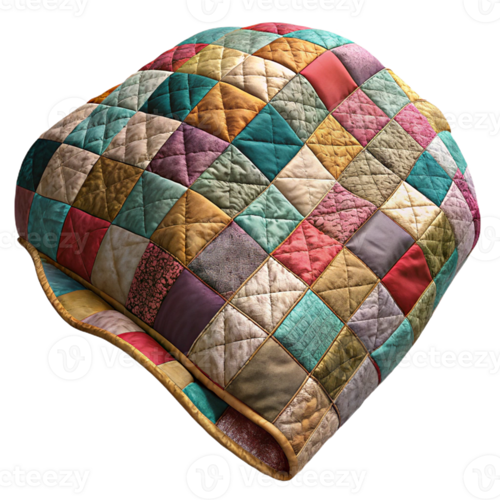stunning rustic Recycled Sari Patchwork Quilt Textured Design Isolated Element original png