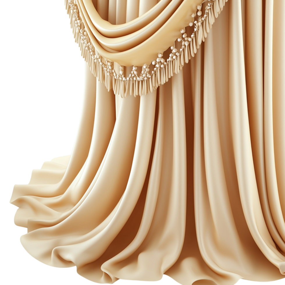 Luxurious creamcolored curtain detailed tassel designs png