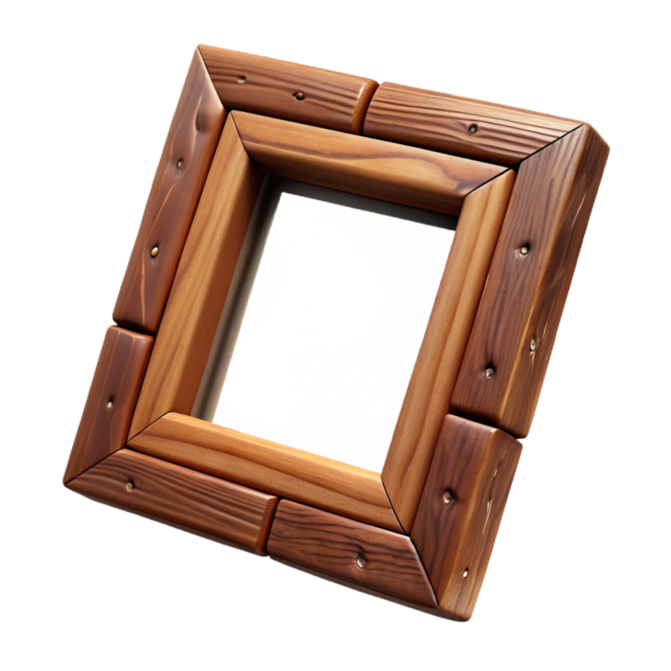 magnificent minimalist Recycled Wood Picture Frame Brown Isolated premium png