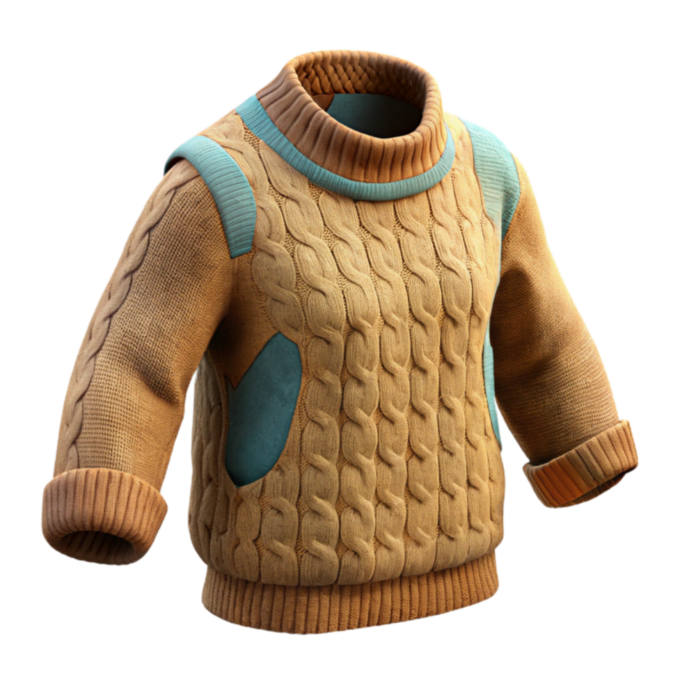 dramatic minimalist Recycled Wool Sweater Cable Knit Design Cutout high resolution png