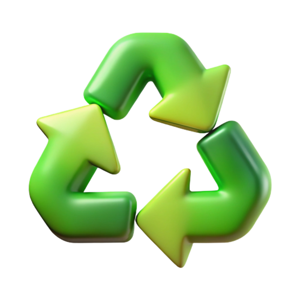 wonderful minimalist Recycle Symbol Green Gradient Transparent Background high resolution png