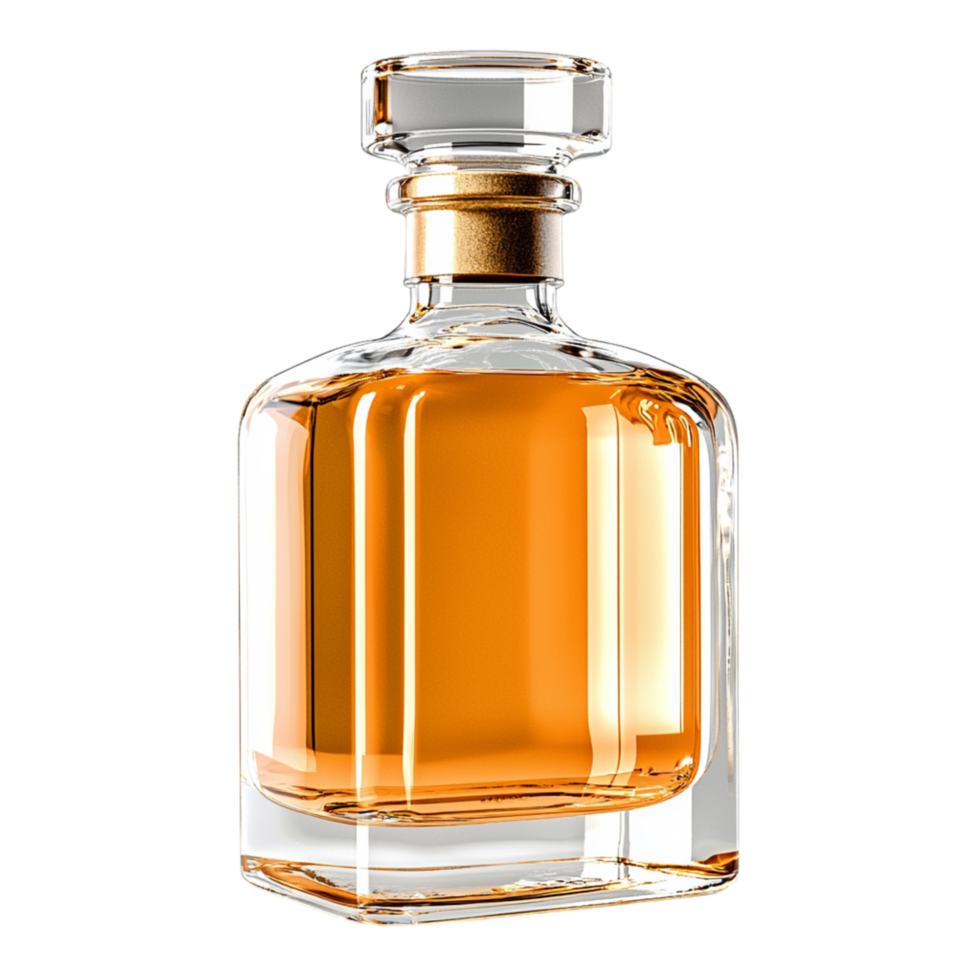 glass bottle filled golden amber png