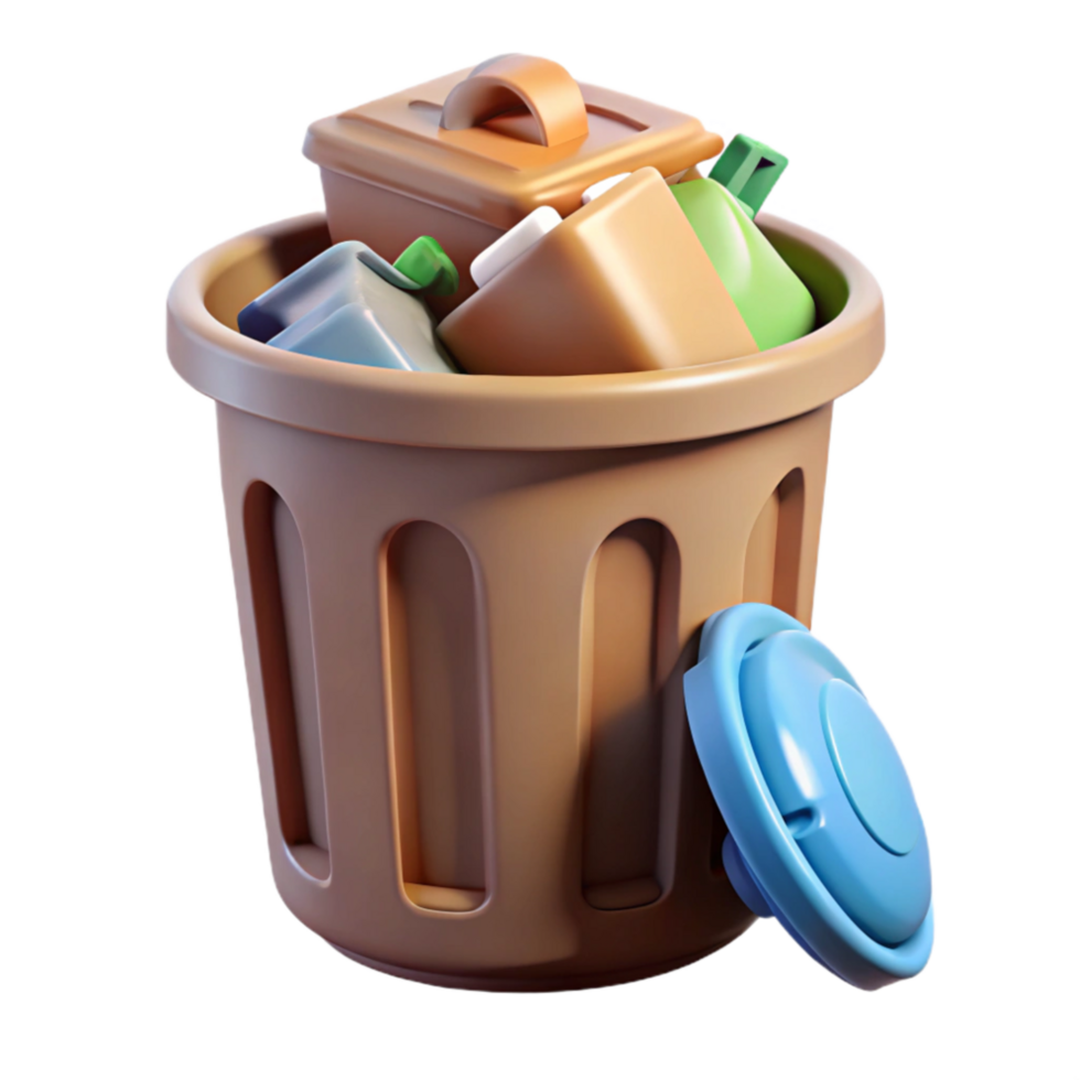 dramatic traditional Recycling Bin Overflowing Trash Transparent Background original png