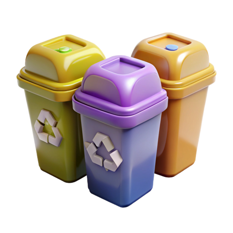 impressive vintage Recycling Bin Set Different Colors Transparent Background original png