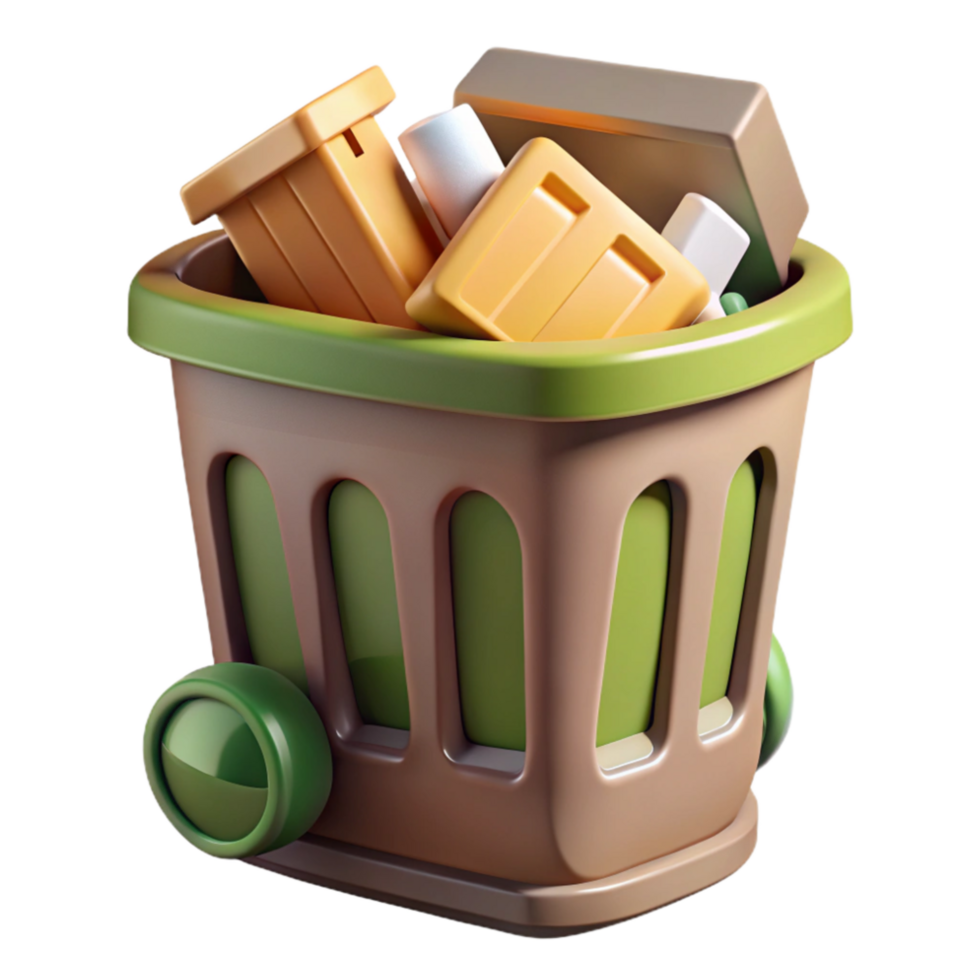 beautiful modern Recycling Bin Overflowing Trash Transparent Background authentic png